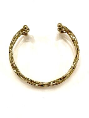Polished Twisted Open Cuff Bracelet - Gold